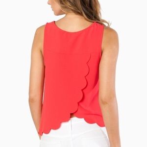 Francesca’s Red Scalloped Open Back Blouse